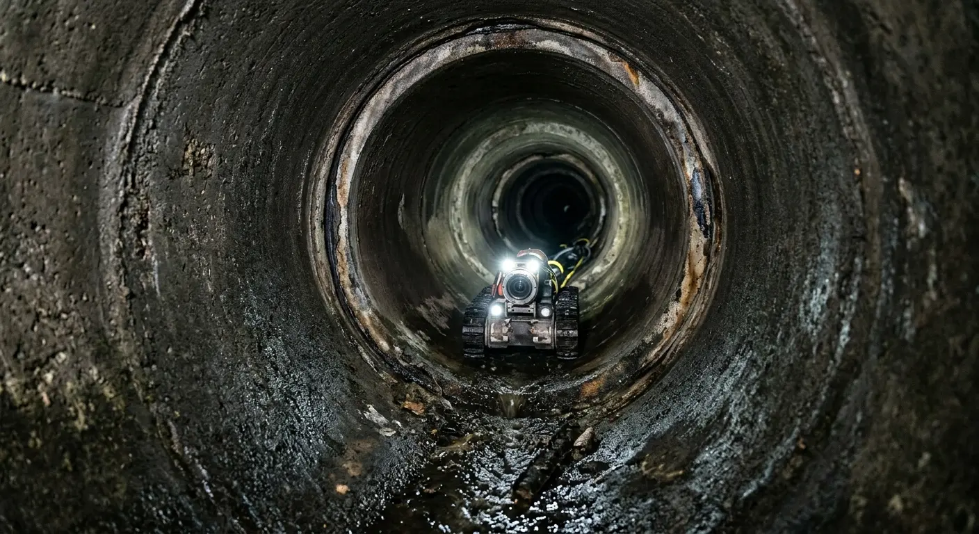 Robotic sewer camera inspecting pipe interior for Sewer Line Repair in Fort Polk South